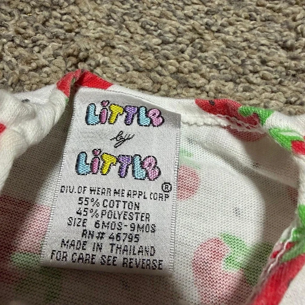 Vintage Little by Little Baby Strawberry Bubble Romper 6/9M 90s Cottagecore